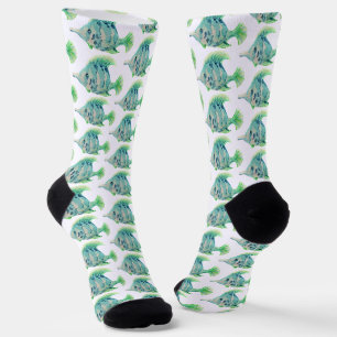 Chaussette Aquarelle Animal Art Blue Tropical Fish