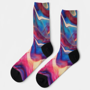 Chaussette Aquarelle de marbre Chaussettes d'art Abstraites
