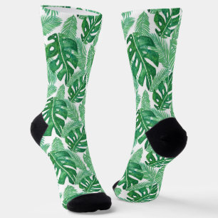 Chaussette Aquarelle Tropical Monstera Motif feuille