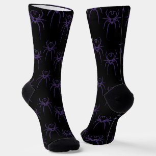 Chaussette Araignée en violet et noir