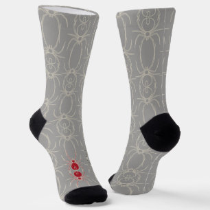 Chaussette Araignées - Gris fantôme et Blanc osseux