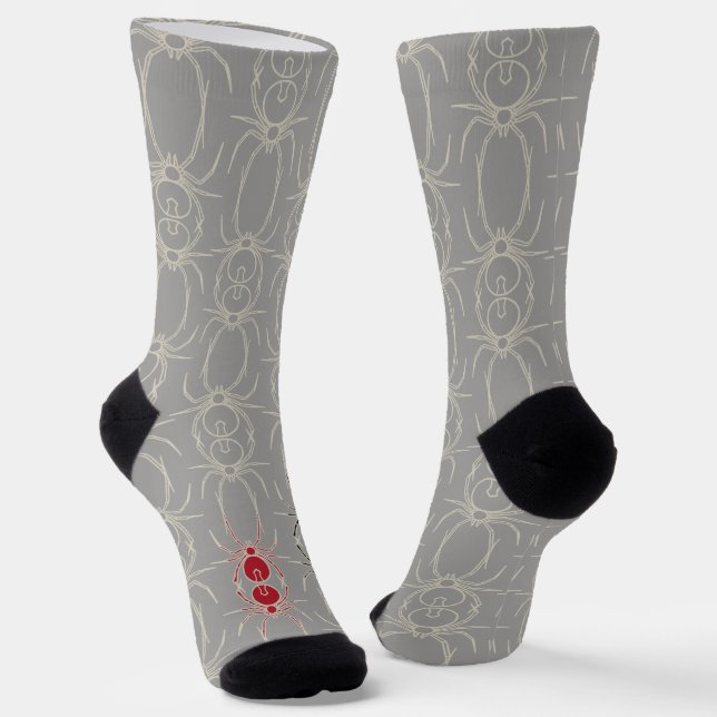 Chaussette Araignées - Gris fantôme et Blanc osseux (Angulaire)