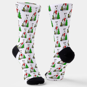 Chaussette Arbre de Noël 2 Greyhound (blanc broché) Chien Amu