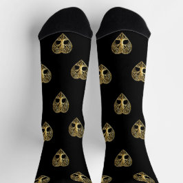 Chaussette Arbre doré coeur de vie motif noir