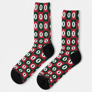 Chaussette Arbres de Noël Motif rouge vert et blanc