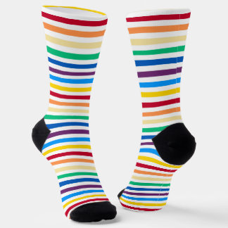 Chaussette Arc-En-Ciel Avec Bandes Blanches Coloré