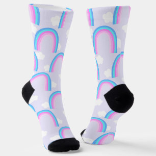 Chaussette Arc-en-ciel avec nuage lilas clair