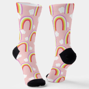 Chaussette Arc-en-ciel avec rose nuage