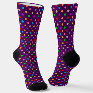 Chaussette Arc-en-ciel Coloré Points noirs Violet