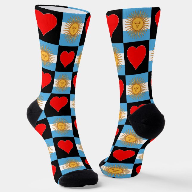 Chaussette Argentine Drapeau Motif de coeur Argentine Argenti (Angulaire)