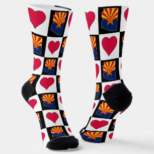 Chaussette Arizona State Flag Map Motif du coeur Fun Arizonan