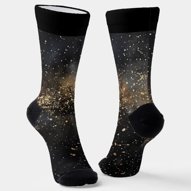 Chaussette Arrière - plan noir et or brillant (Angulaire)