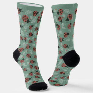 Chaussette Arrière - plan vert de la forêt de Ladybugs