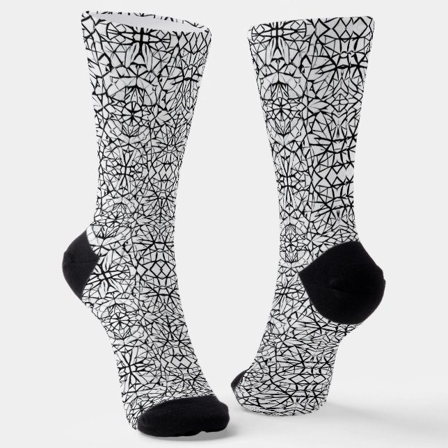 Chaussette Art abstrait géométrique noir (Angulaire)