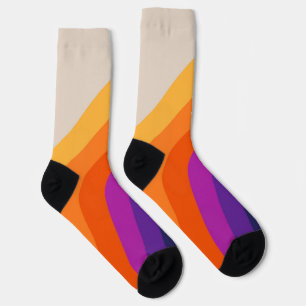 Chaussette Art arc-en-ciel de style rétro coloré