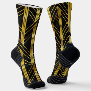 Chaussette Art déco géométrique doré sur marbre noir