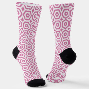 Chaussette art déco motif rose blanc géométrique