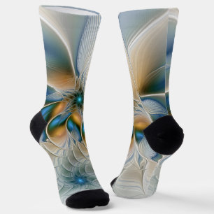 Chaussette Art fractal abstrait et aérien avec du bleu
