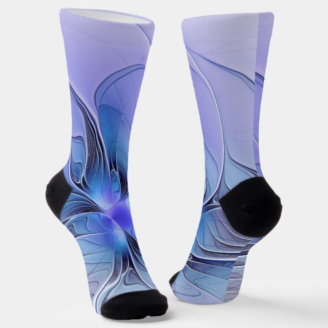 Chaussette Art fractal moderne abstrait bleu lavande (Angulaire)