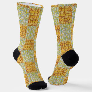 Chaussette Art Nouveau vintage de grille de motif de la natur