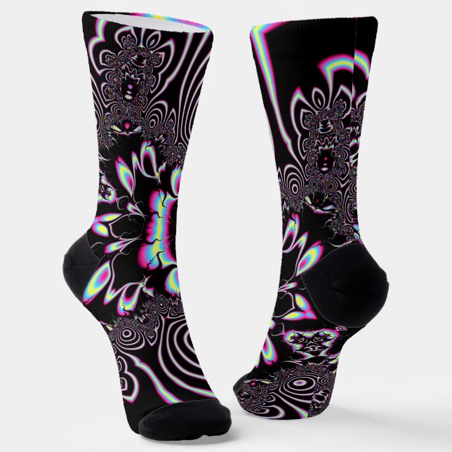 Chaussette Art numérique Abstrait Fractal de voyage acide psy (Angulaire)