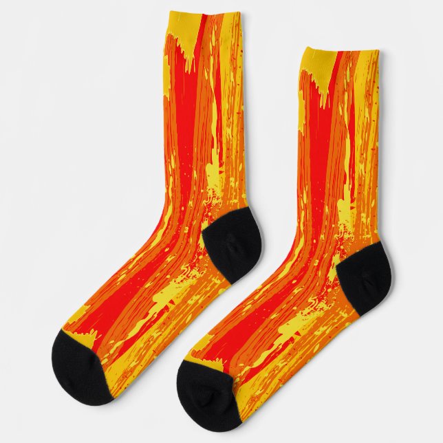 Chaussette Art scintillant Citrus Orange Jaune Art Abstrait (Gauche)