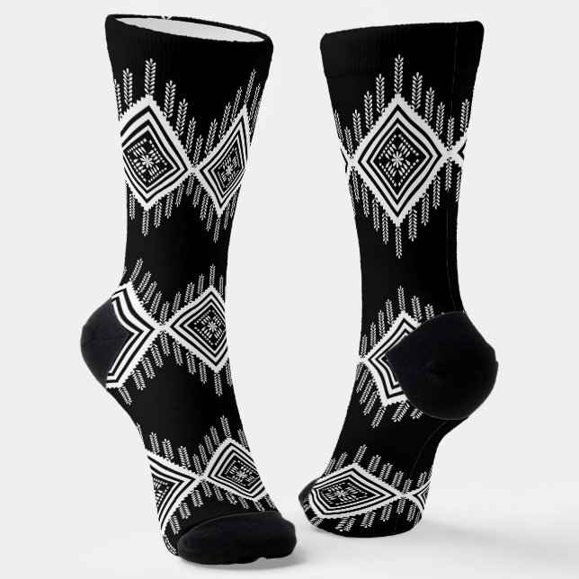 Chaussette Art tribal noir et blanc (Angulaire)