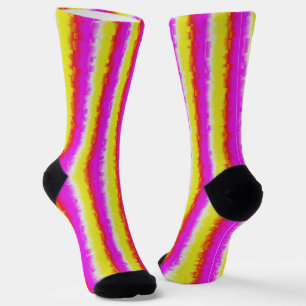 Chaussette Artdeco rose Jaune Artdeco Arc-en-ciel rayures
