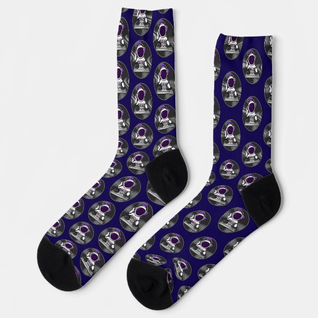 Chaussette Astronaut DJ Cute Space Music design (Gauche)