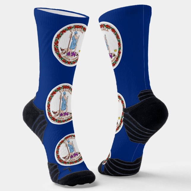 Chaussette Athletic Crew Sock avec drapeau de Virginie, États (Angulaire)