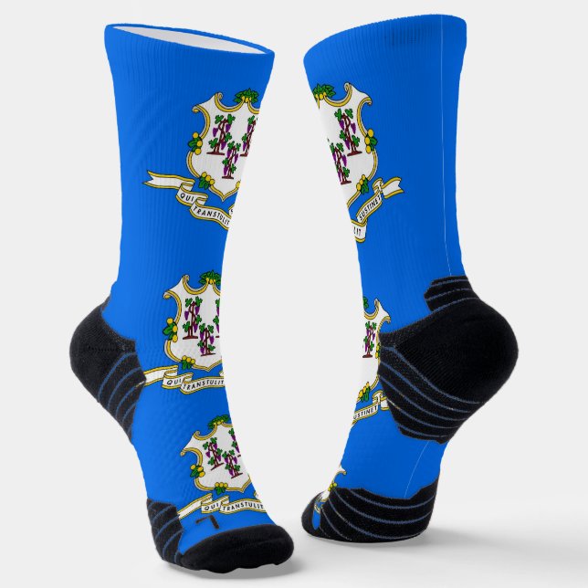 Chaussette Athletic Crew Sock avec drapeau du Connecticut, Ét (Angulaire)