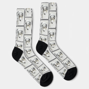 Chaussette Australian Shepherd Peinture Blue Merle Dog Art