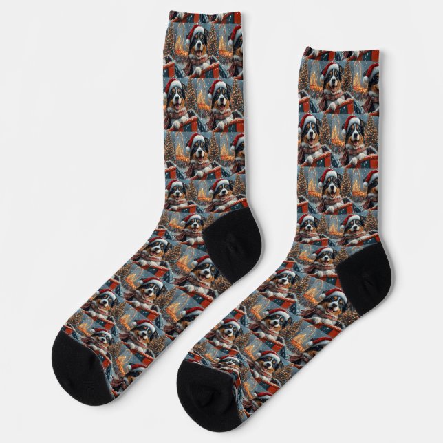 Chaussette Australie Berger Dog Roller Dessous de verre Noël (Gauche)