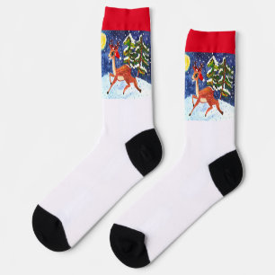 Chaussette Baby Deer in Santa Hat Crew Chaussettes