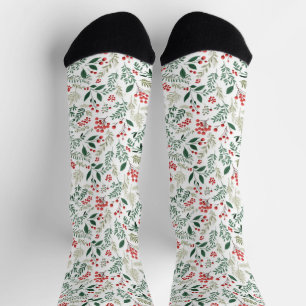 Chaussette Baies de houx rouges de Noël