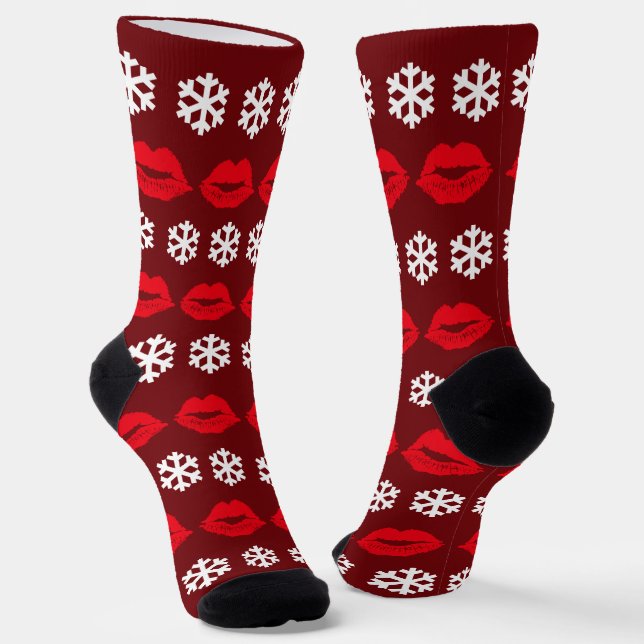 Chaussette Baisers de Noël et flocons de neige mignonne Festi (Angulaire)