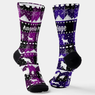 Chaussette Balayage nordique Animaux d'hiver Violet violet Pl