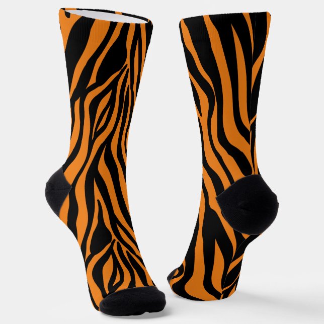 Chaussette Bande de zèbre orange et noir (Angulaire)