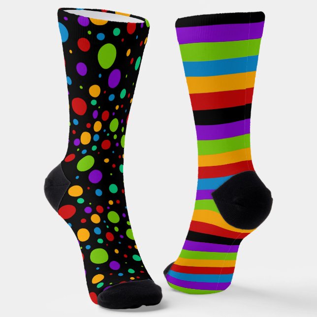 Chaussette Bandes arc-en-ciel inégales et soies à points Polk (Angulaire)