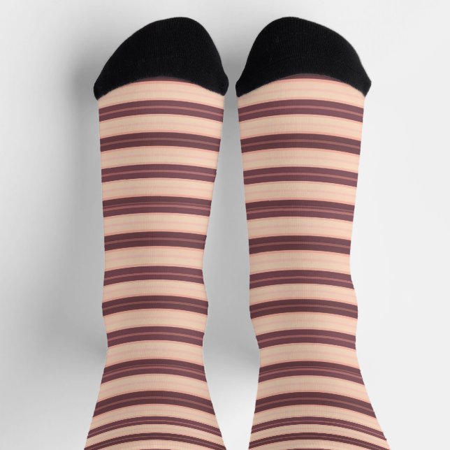 Chaussette Bandes brunes rose mignonnes (Haut)