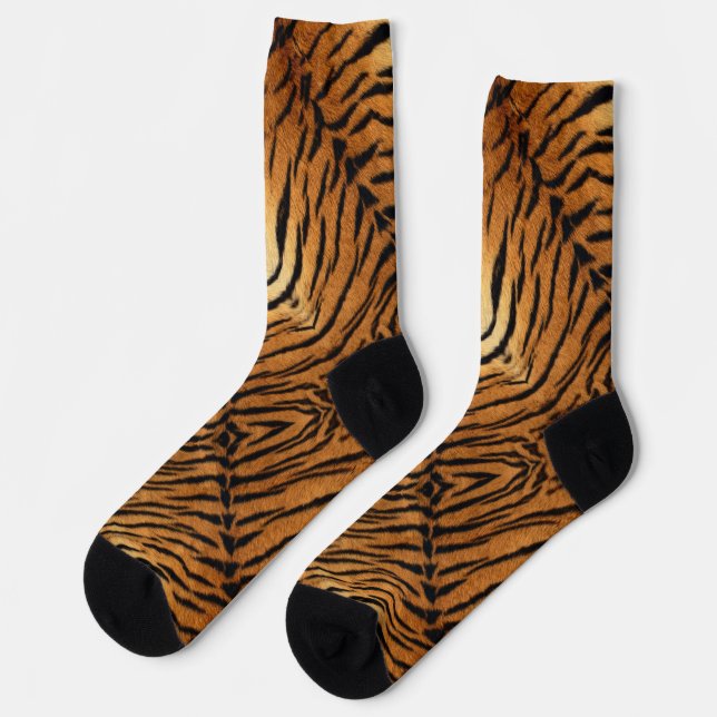 Chaussette bandes d'animaux noirs et bruns tirage de tigres s (Gauche)