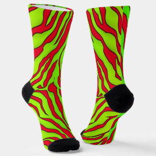 Chaussette Bandes de tigres rouge et citron vert Poster de an