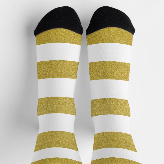Chaussette Bandes d'or, Blancs, Motif rayé (Haut)