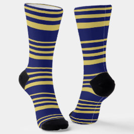Chaussette Bandes d'or et de marine à motifs