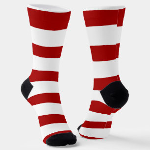 Chaussette Bandes inégales en rouge et blanc