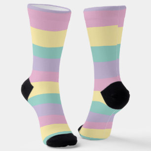 Chaussette Bandes Inégales Pink, Jaune, Violet & Vert