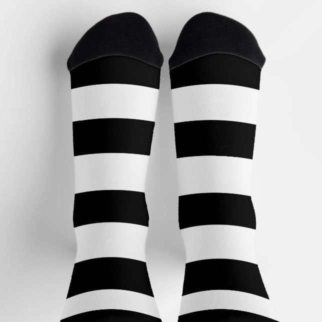 Chaussette Bandes noires et blanches, Motif rayé, Lignes (Haut)