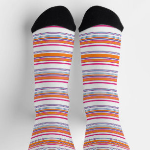 Chaussette Bandes orange rose pâle