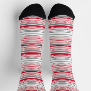 Chaussette Bandes rouges gris mignonnes