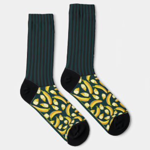 Chaussette Bandes sauvages secrètes avec bananes, sur vert